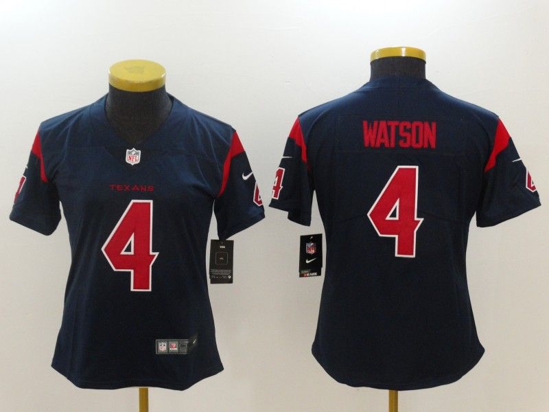 Houston Texans #4 WATSON Dark Blue Women NFL Jersey