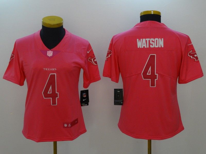 Houston Texans #4 WATSON Pink Fashion Women NFL Jersey