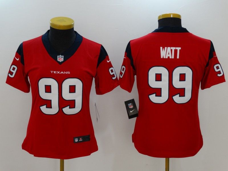 Houston Texans #99 WATT Red Women NFL Jersey