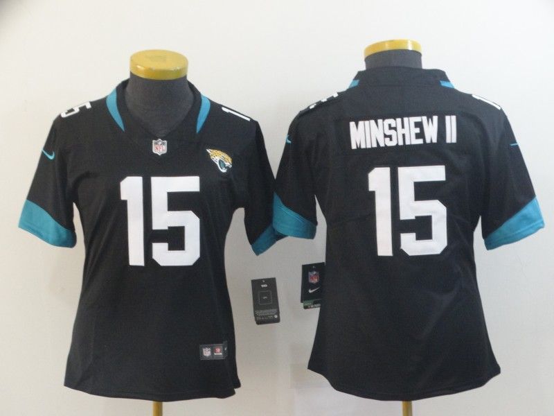 Jacksonville Jaguars #15 MINSHEW II Black Women NFL Jersey