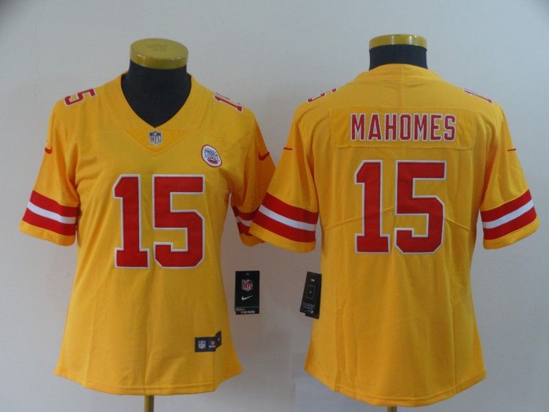 Kansas City Chiefs #15 MAHOMES Yellow Inverted Legend Women NFL Jersey