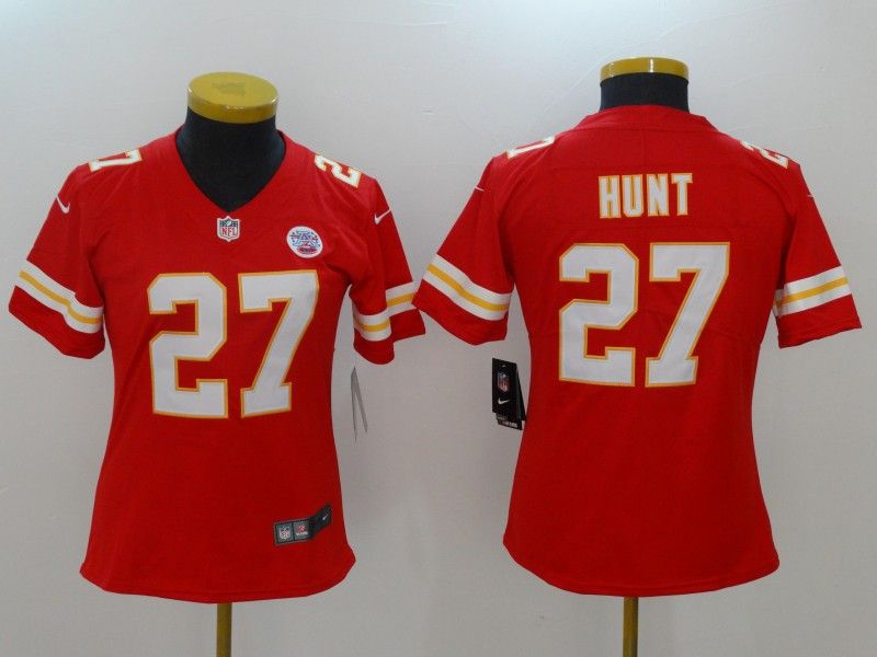 Kansas City Chiefs #27 HUNT Red Women NFL Jersey