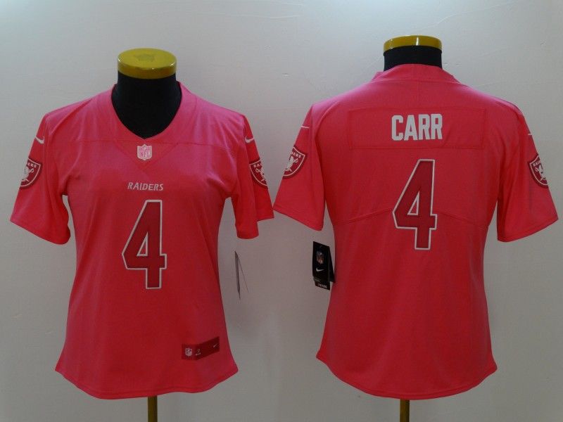 Las Vegas Raiders #4 CARR Pink Fashion Women NFL Jersey