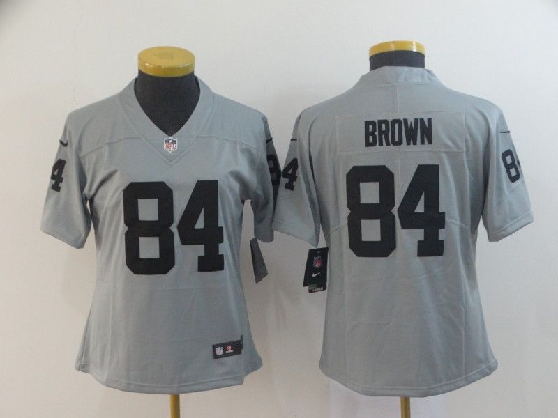 Las Vegas Raiders #84 BROWN Grey Inverted Legend Women NFL Jersey