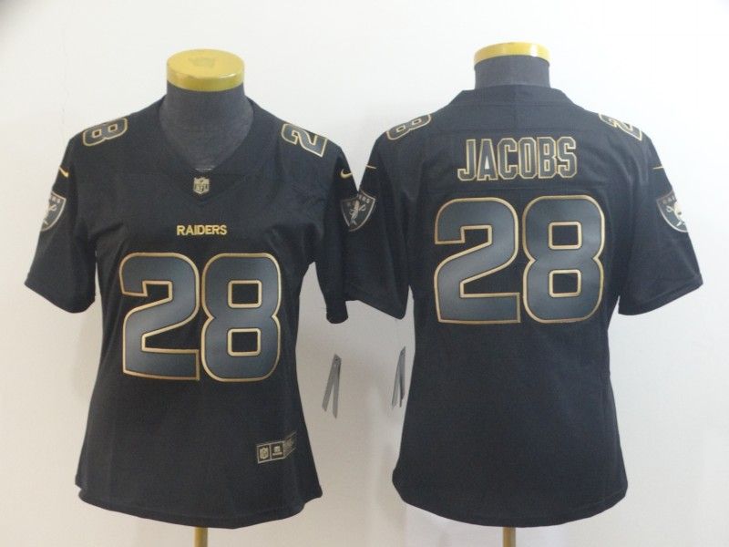 Las Vegas Raiders #28 JACOBS Black Gold Vapor Limited Women NFL Jersey