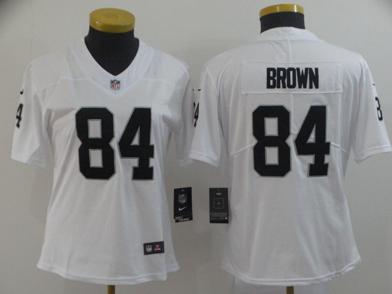 Las Vegas Raiders #84 BROWN White Women NFL Jersey