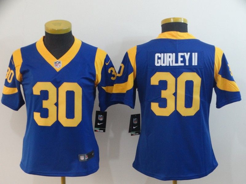 Los Angeles Rams #30 GURLEY II Blue Women NFL Jersey