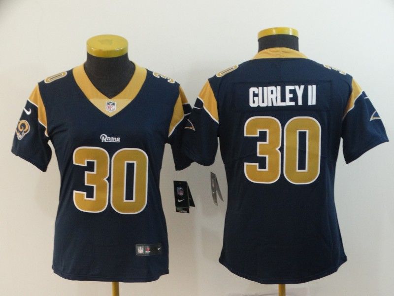 Los Angeles Rams #30 GURLEY II Dark Blue Women NFL Jersey