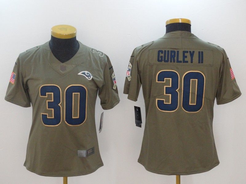 Los Angeles Rams #30 GURLEY II Olive Salute To Service Women NFL Jersey