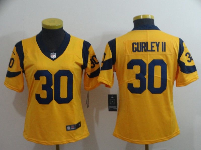 Los Angeles Rams #30 GURLEY II Yellow Women NFL Jersey