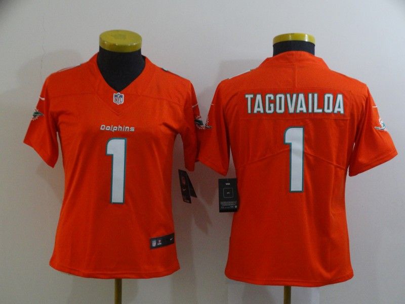 Miami Dolphins #1 TAGOVAILOA Orange Women NFL Jersey