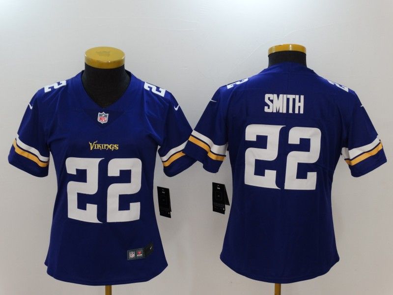 Minnesota Vikings #22 SMITH Blue Women NFL Jersey