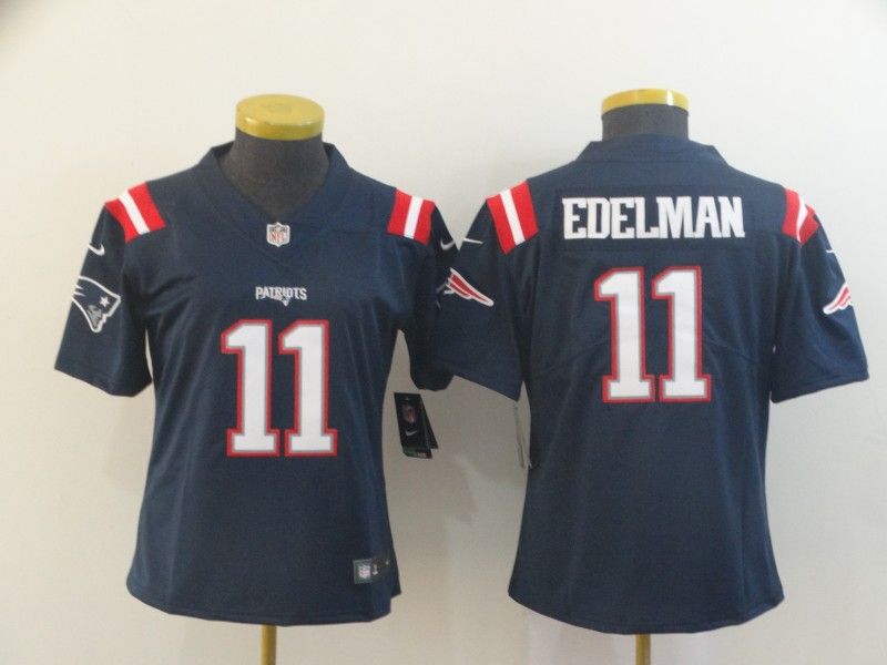 New England Patriots #11 EDELMAN Dark Blue Women NFL Jersey
