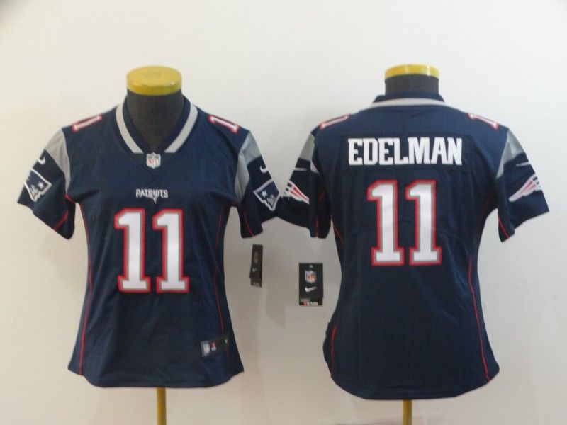 New England Patriots #11 EDELMAN Dark Blue Women NFL Jersey 02