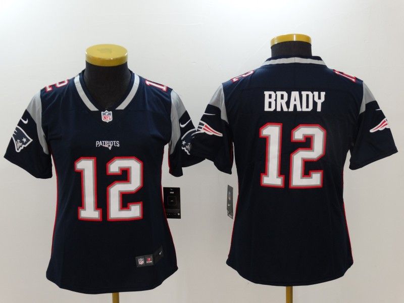 New England Patriots #12 BRADY Dark Blue Women NFL Jersey