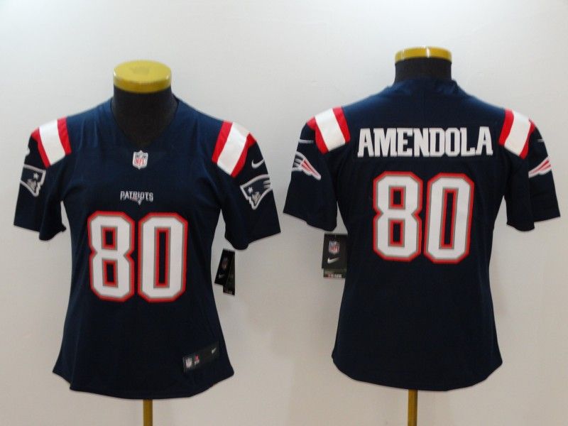 New England Patriots #80 AMENDOLA Dark Blue Women NFL Jersey