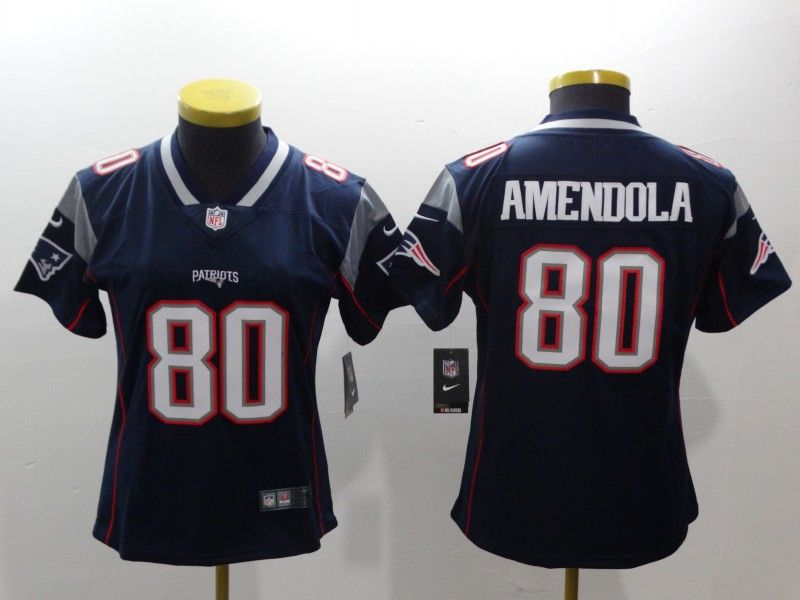 New England Patriots #80 AMENDOLA Dark Blue Women NFL Jersey 02