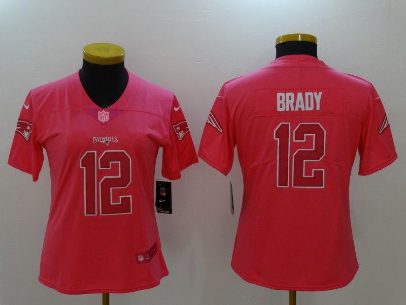 New England Patriots #12 BRADY Pink Fashion Women NFL Jersey