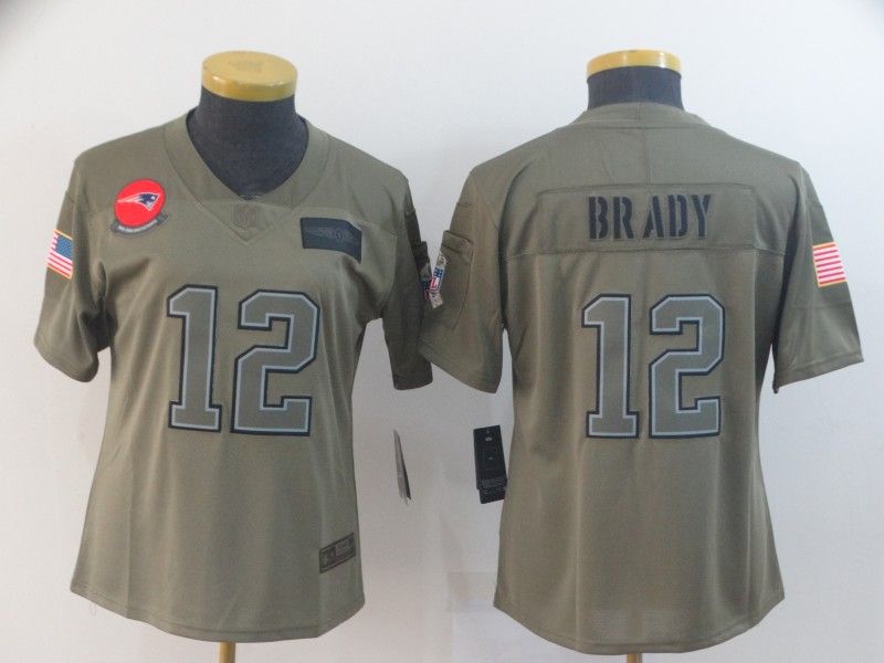 New England Patriots #12 BRADY Olive Salute To Service Women NFL Jersey