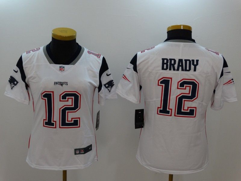 New England Patriots #12 BRADY White Women NFL Jersey