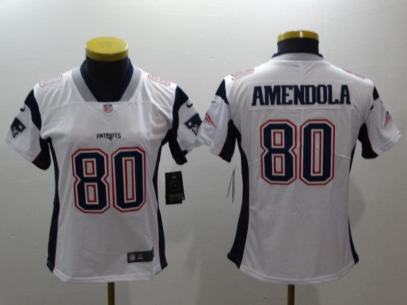 New England Patriots #80 AMENDOLA White Women NFL Jersey