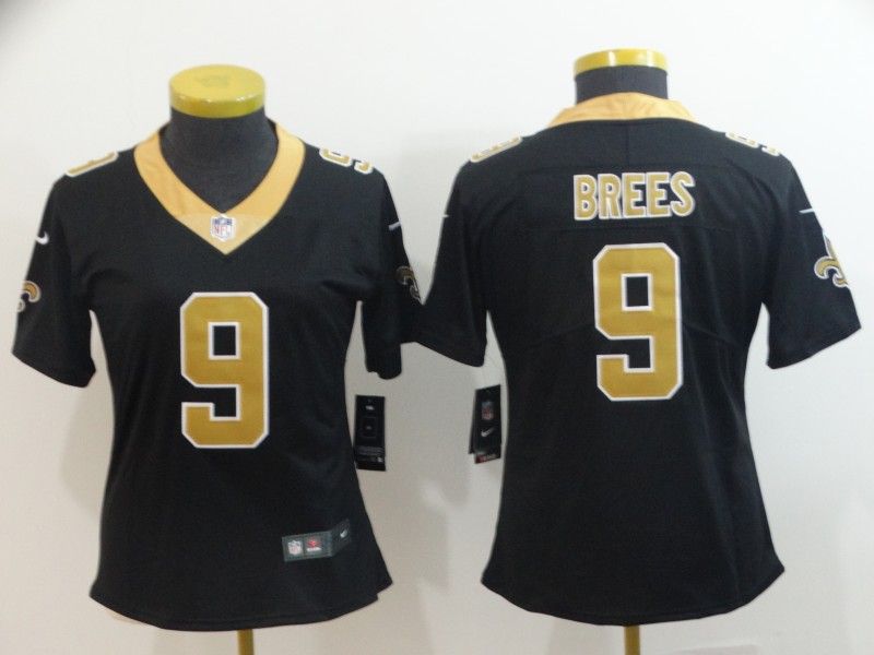 New Orleans Saints #9 BREES Black Women NFL Jersey