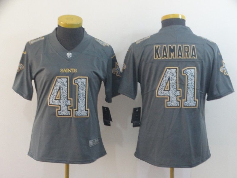New Orleans Saints #41 KAMARA Grey Fashion Women NFL Jersey