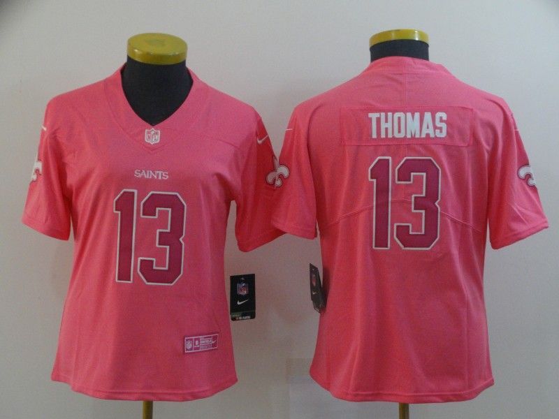 New Orleans Saints #13 THOMAS Pink Fashion Women NFL Jersey
