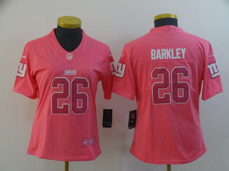 New York Giants #26 BARKLEY Pink Fashion Women NFL Jersey