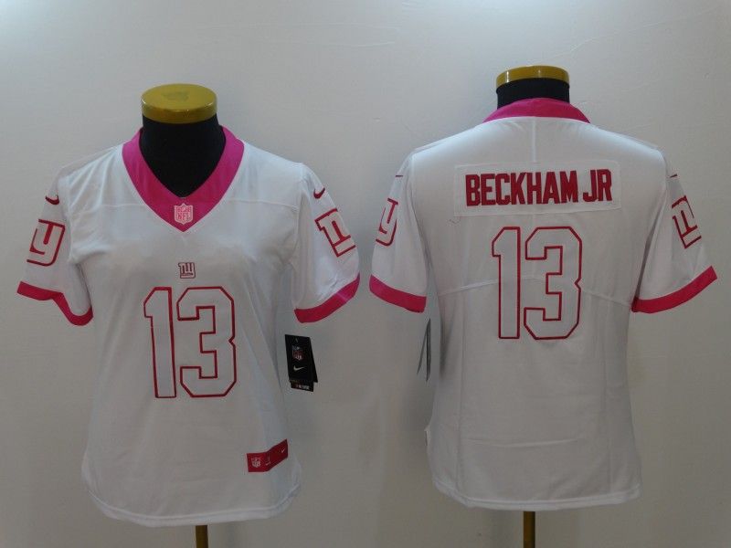 New York Giants #13 BECKHAM JR White Fashion Women NFL Jersey