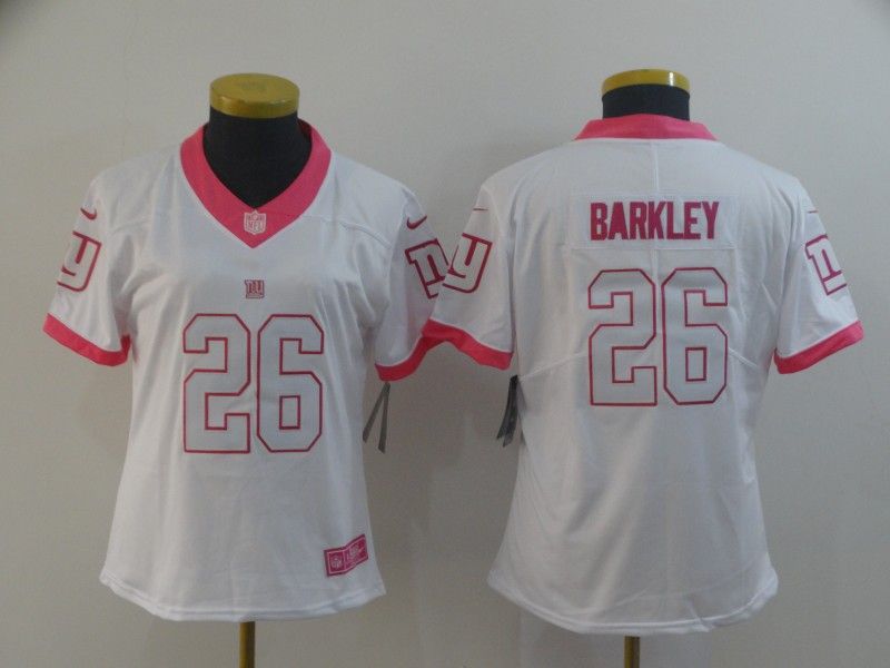 New York Giants #26 BARKLEY White Fashion Women NFL Jersey