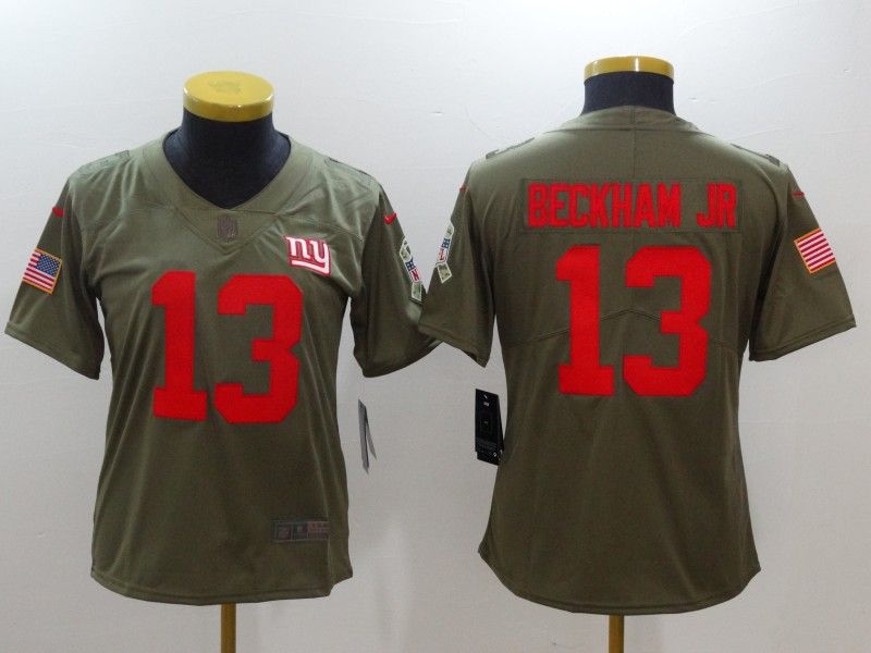 New York Giants #13 BECKHAM JR Olive Salute To Service Women NFL Jersey