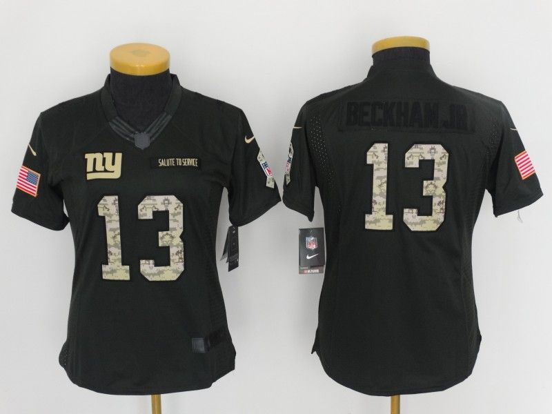 New York Giants #13 BECKHAM JR Olive Salute To Service Women NFL Jersey 02