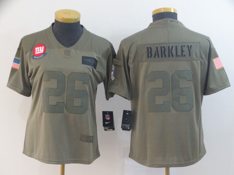 New York Giants #26 BARKLEY Olive Salute To Service Women NFL Jersey