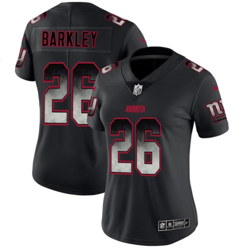New York Giants #26 BARKLEY Black Smoke Fashion Women NFL Jersey