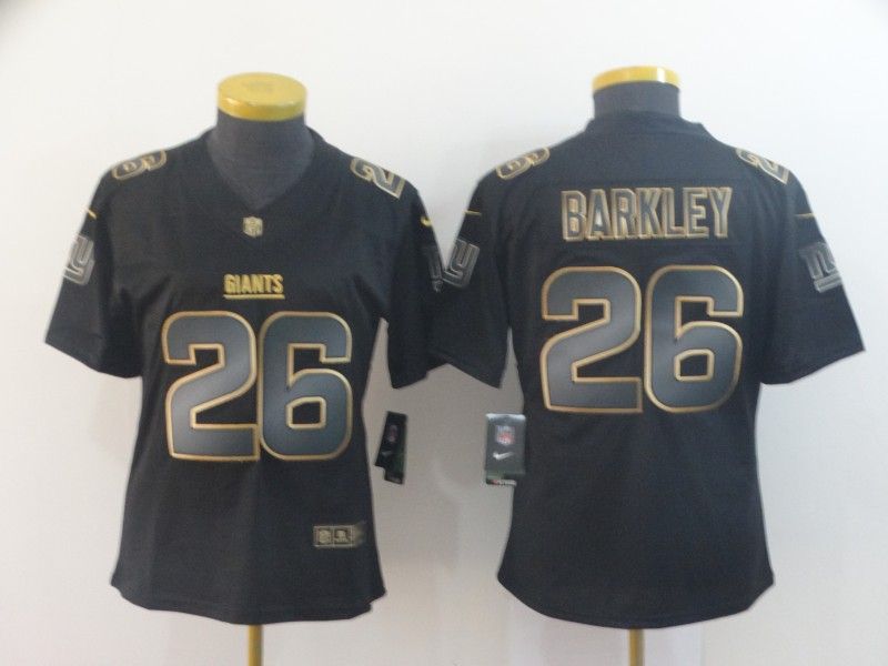 New York Giants #26 BARKLEY Black Gold Vapor Limited Women NFL Jersey