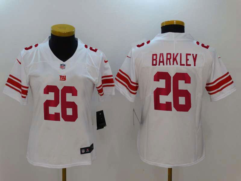 New York Giants #26 BARKLEY White Women NFL Jersey 02