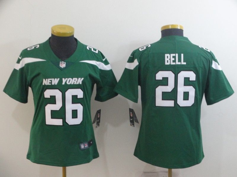 New York Jets #26 BELL Green Women NFL Jersey