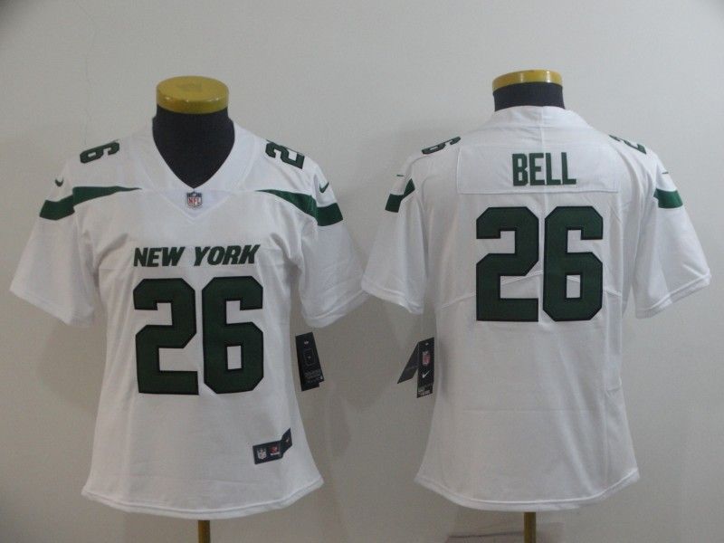 New York Jets #26 BELL White Women NFL Jersey