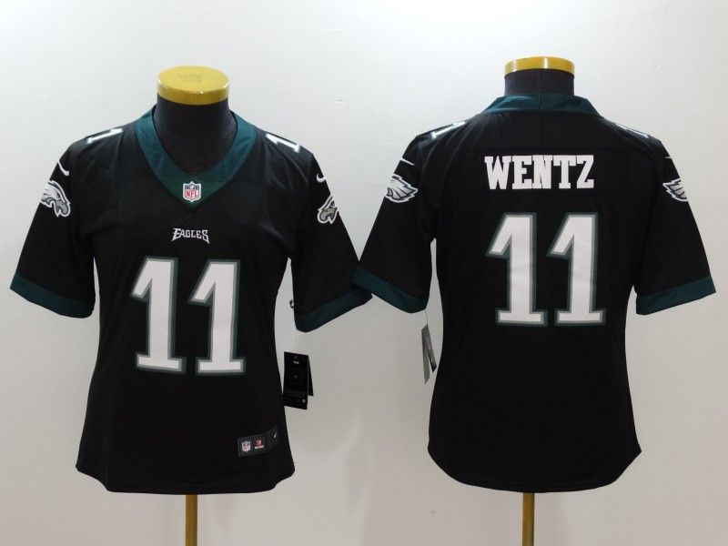 Philadelphia Eagles #11 WENTZ Black Women NFL Jersey