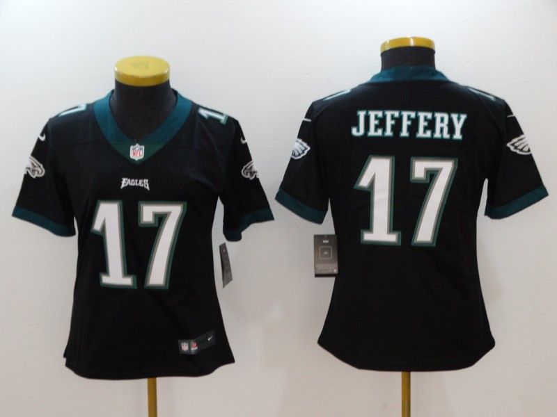 Philadelphia Eagles #17 JEFFERY Black Women NFL Jersey