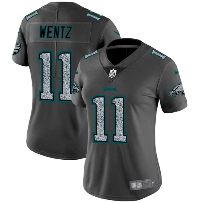 Philadelphia Eagles #11 WENTZ Grey Fashion Women NFL Jersey