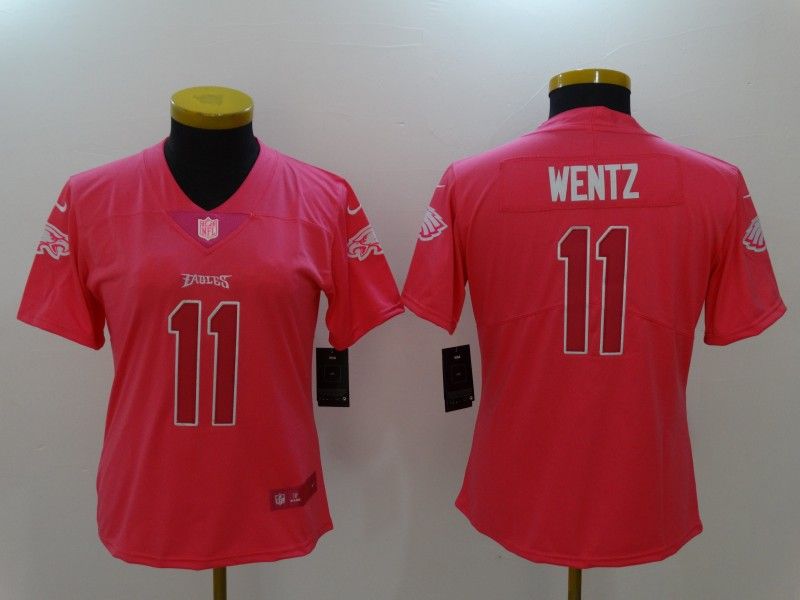 Philadelphia Eagles #11 WENTZ Pink Fashion Women NFL Jersey