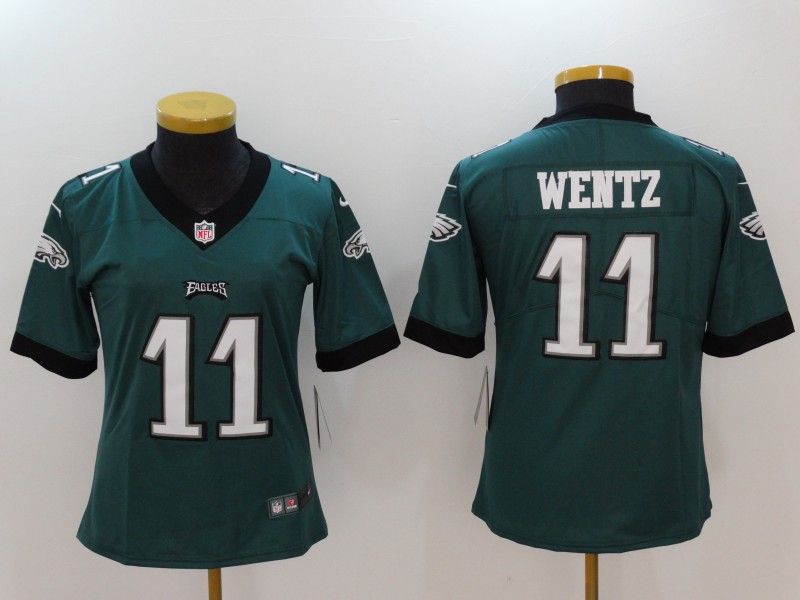 Philadelphia Eagles #11 WENTZ Green Women NFL Jersey 02