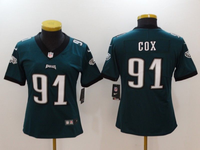 Philadelphia Eagles #91 COX Green Women NFL Jersey