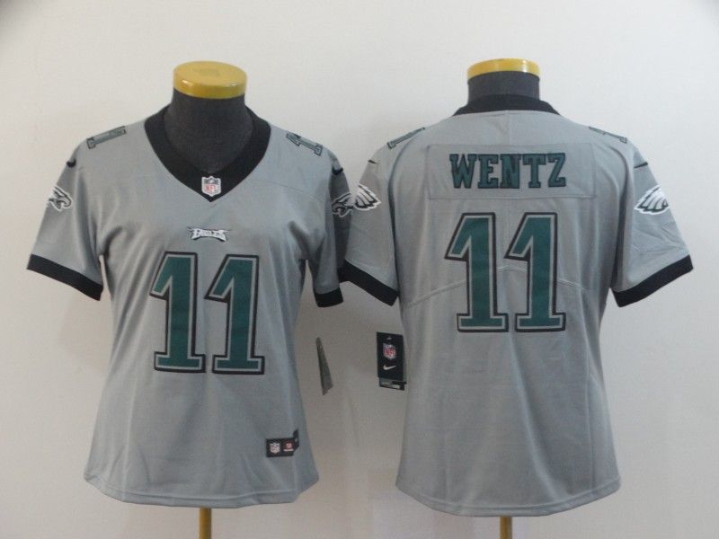 Philadelphia Eagles #11 WENTZ Grey Inverted Legend Women NFL Jersey