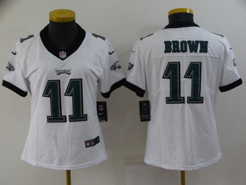 Philadelphia Eagles White #11 BROWN Women NFL Jersey