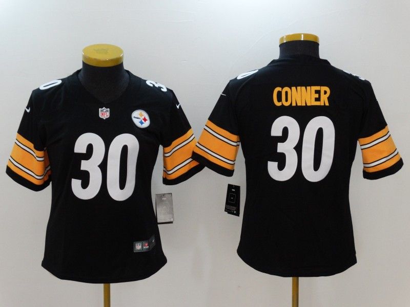 Pittsburgh Steelers #30 CONNER Black Women NFL Jersey 02