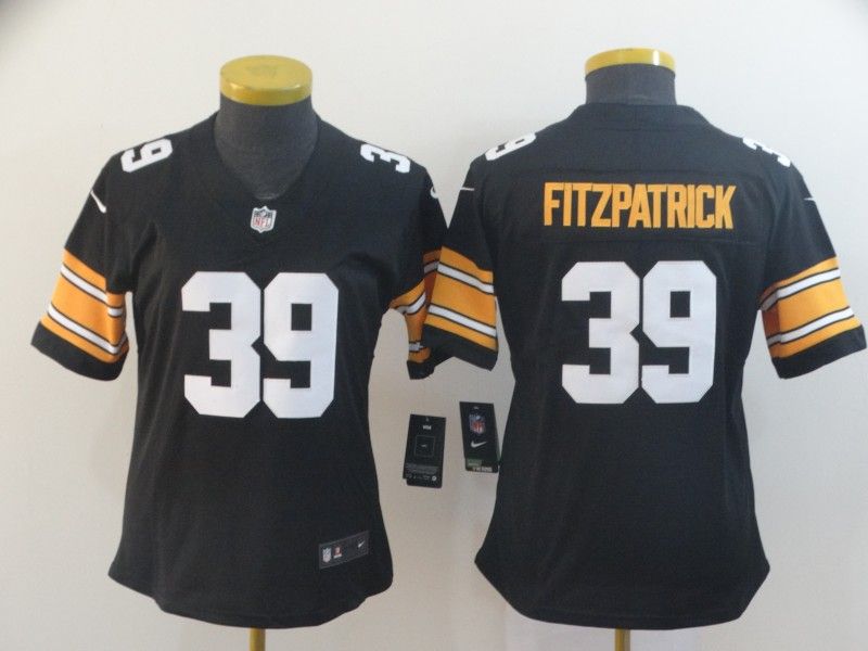 Pittsburgh Steelers #39 FITZPATRICK Black Women NFL Jersey