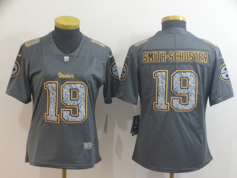 Pittsburgh Steelers #19 SMITH-SCHUSTER Grey Fashion Women NFL Jersey